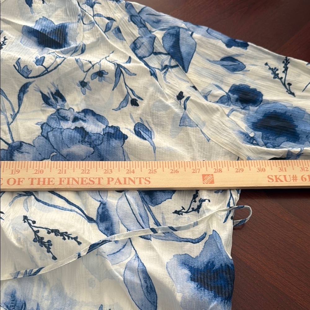 H&M oversized viscose blend crinkled gauzy Blue Floral Maxi Dress watercolor - Picture 11 of 12